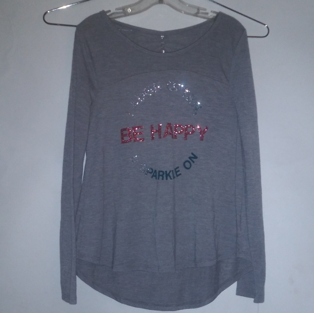 Sparkly be happy yoga top